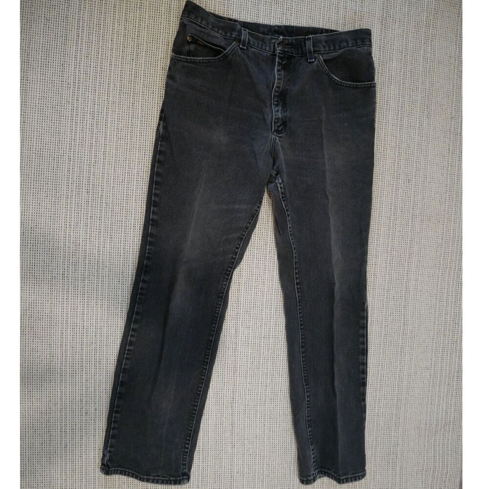 Lee Vintage Black Washed Denim Jeans Straight Leg High Rise 80s 90s Size 50